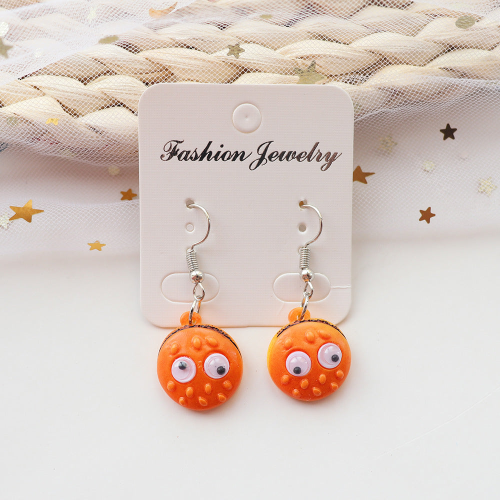 Wholesale  creative  food and play pearl milk tea hamburger French fries earrings