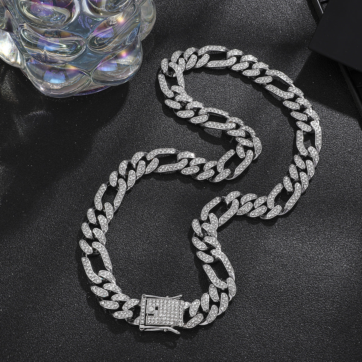 Wholesale Alloy Heavy-duty Full Diamond Cuban Chain Diamond-studded Men's Hip-hop Style Thick Necklace ACC-NE-MeiWeite002