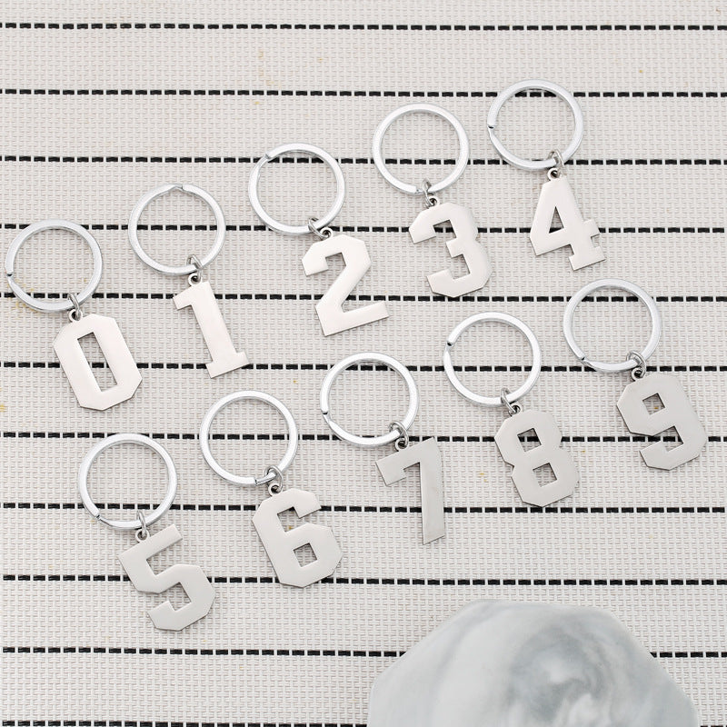 Wholesale Metal Number Keychain 0 9 Modern Minimalist Bag Charm Car Key Accessory Gift