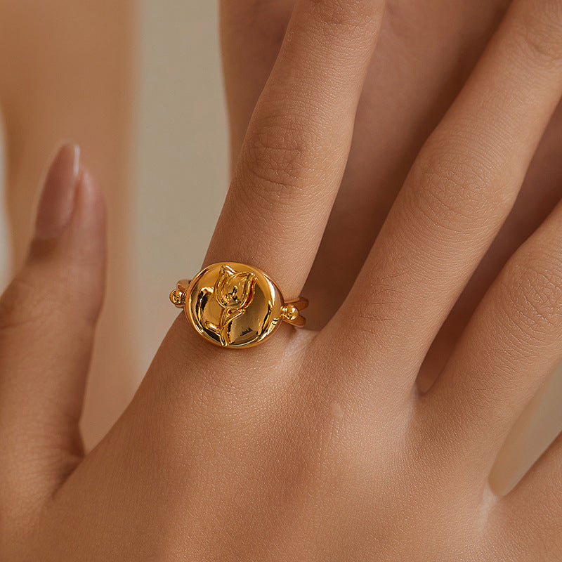 Wholesale Real Gold Plating 18K Ring Opening Personality Ring