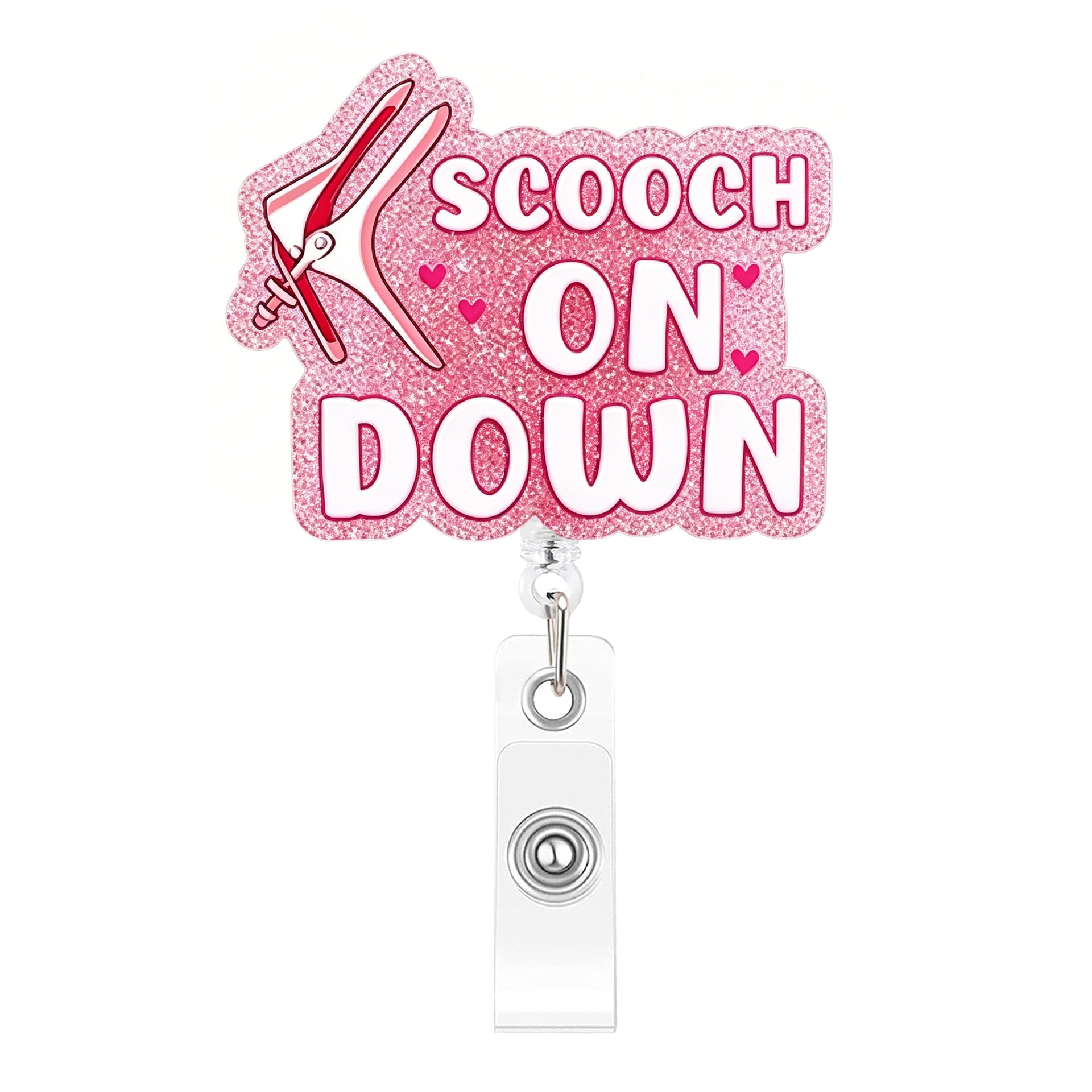 Wholesale Glitter Acrylic Retractable ID Card Holder Heart Design for Girls Fashion Accessory