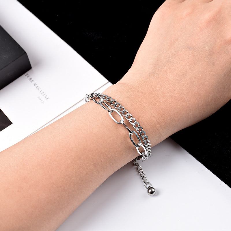 Wholesale Titanium Steel Double-layer Thick Bracelet