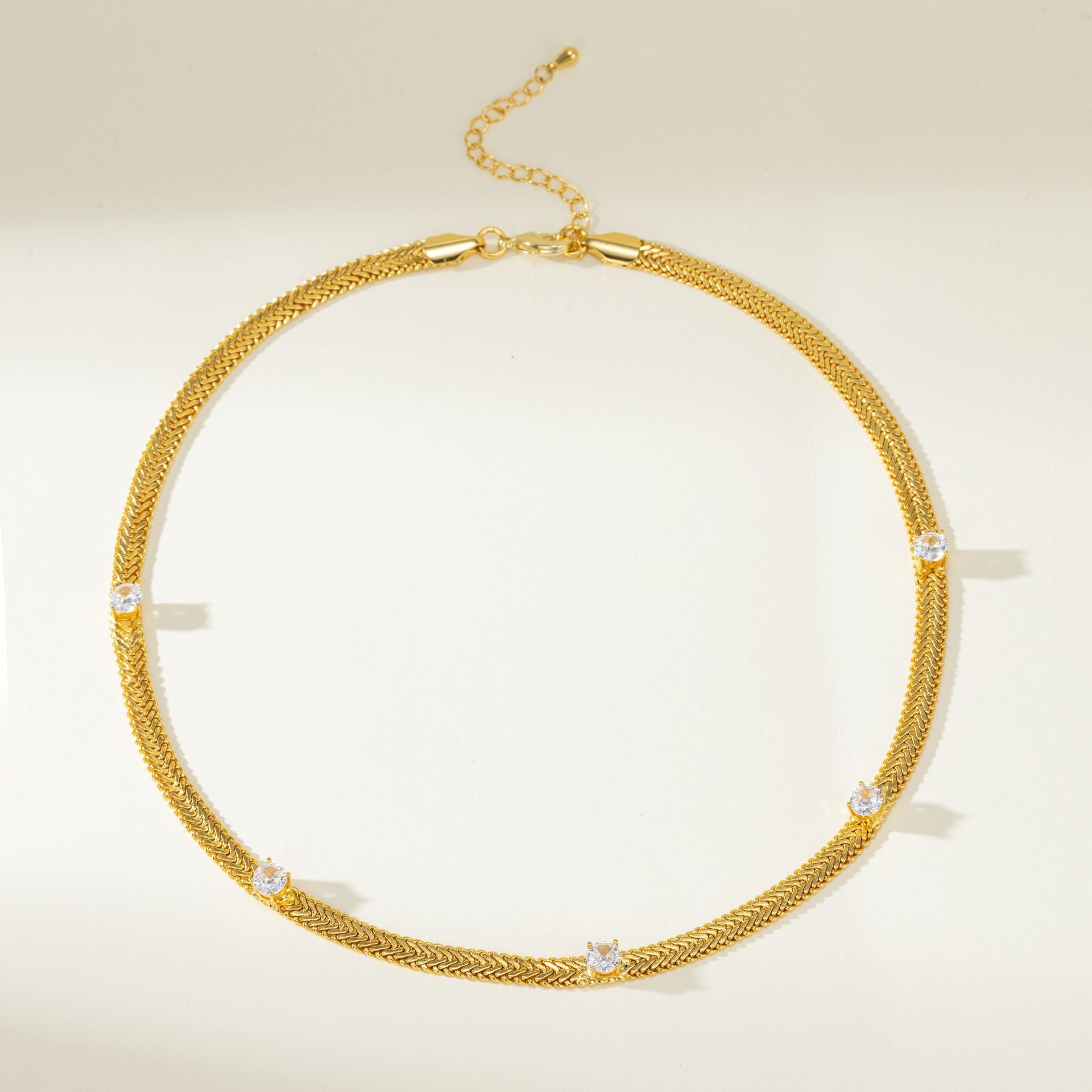 Wholesale  Copper Plated 18K Gold Set with Zircon High Niche Design Light Luxury  Necklace