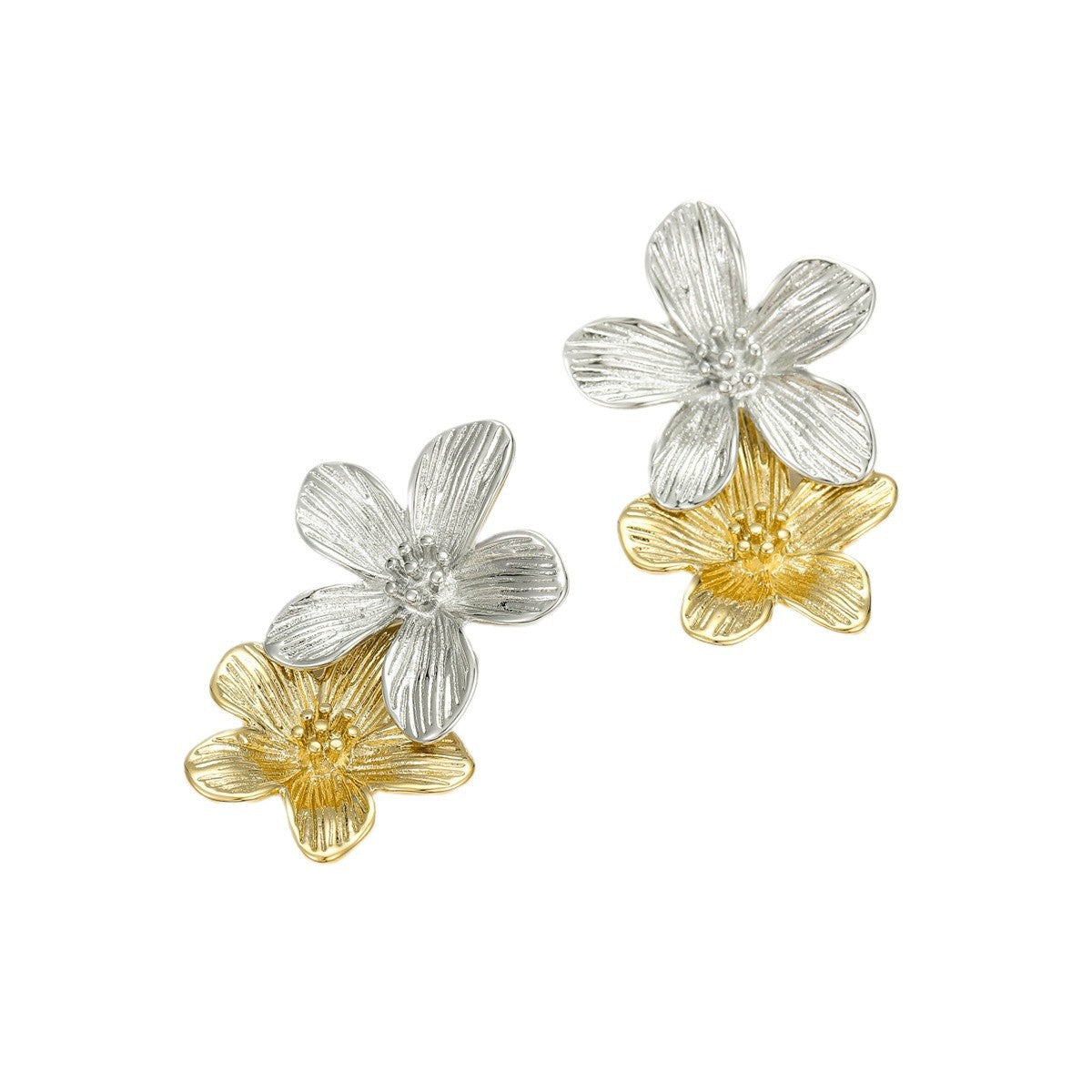 Wholesale Color Stainless Steel Petals Geometric Hammer Pattern Pendant Plated with 18K Gold Stitching Series Earrings