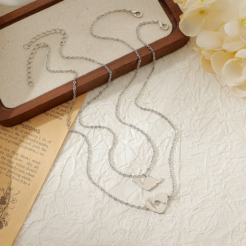 Wholesale Stainless steel necklace animal hollow clavicle chain