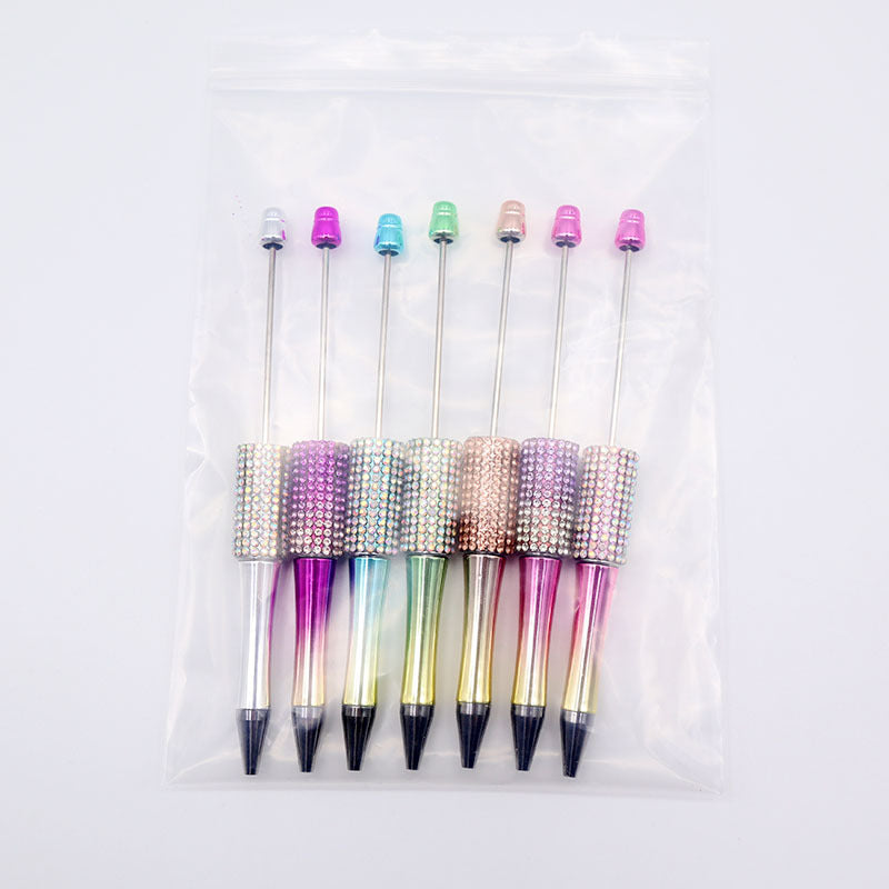 Wholesale Beadable Pens Colorful Rhinestone Beaded Pen AB Color Diamond Gradient UV Plating Pen ACC-PN-CY006