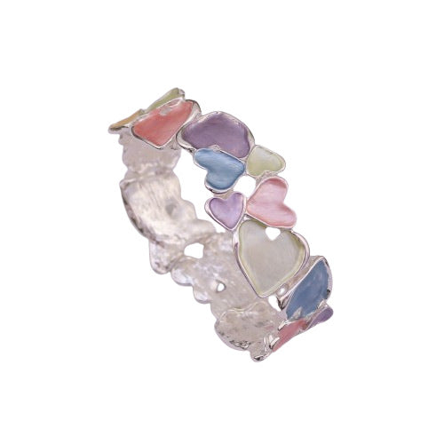 Wholesale  Colorful Oil Painting Geometric Hollow Heart Elastic Bracelet