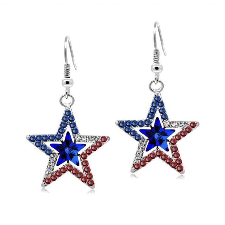 Wholesale American Independence Day Collection American Flag Earrings Red White and Blue Pendant Earrings Bracelet ACC-ES-WaSai001