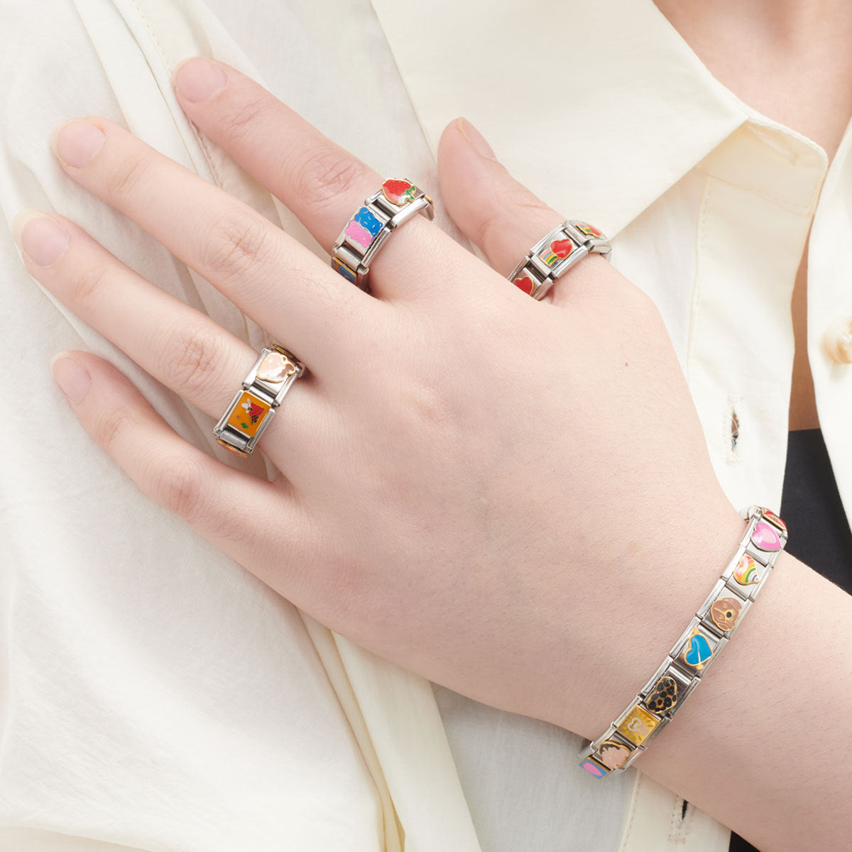 Wholesale Italian Charm Heart Titanium Steel Module Bracelet Free  Matchinging Splicing DIY Charms