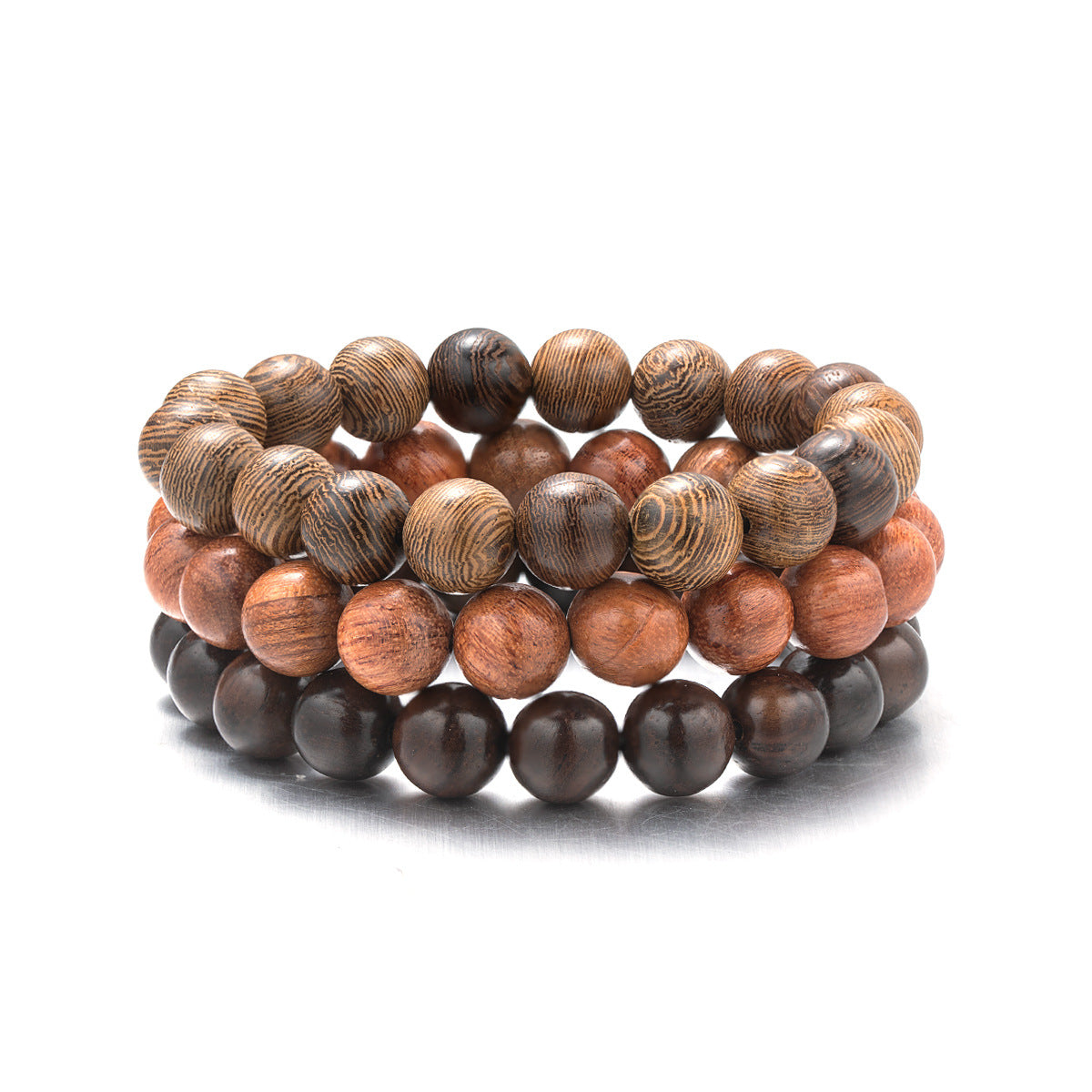 Wholesale retro style resin beads random natural grain wood beads elastic  bracelet