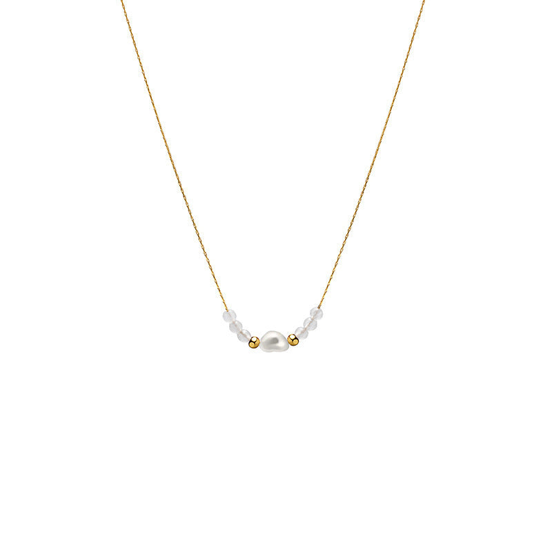 Wholesale  freshwater pearl necklace titanium steel non-fading female personality clavicle chain