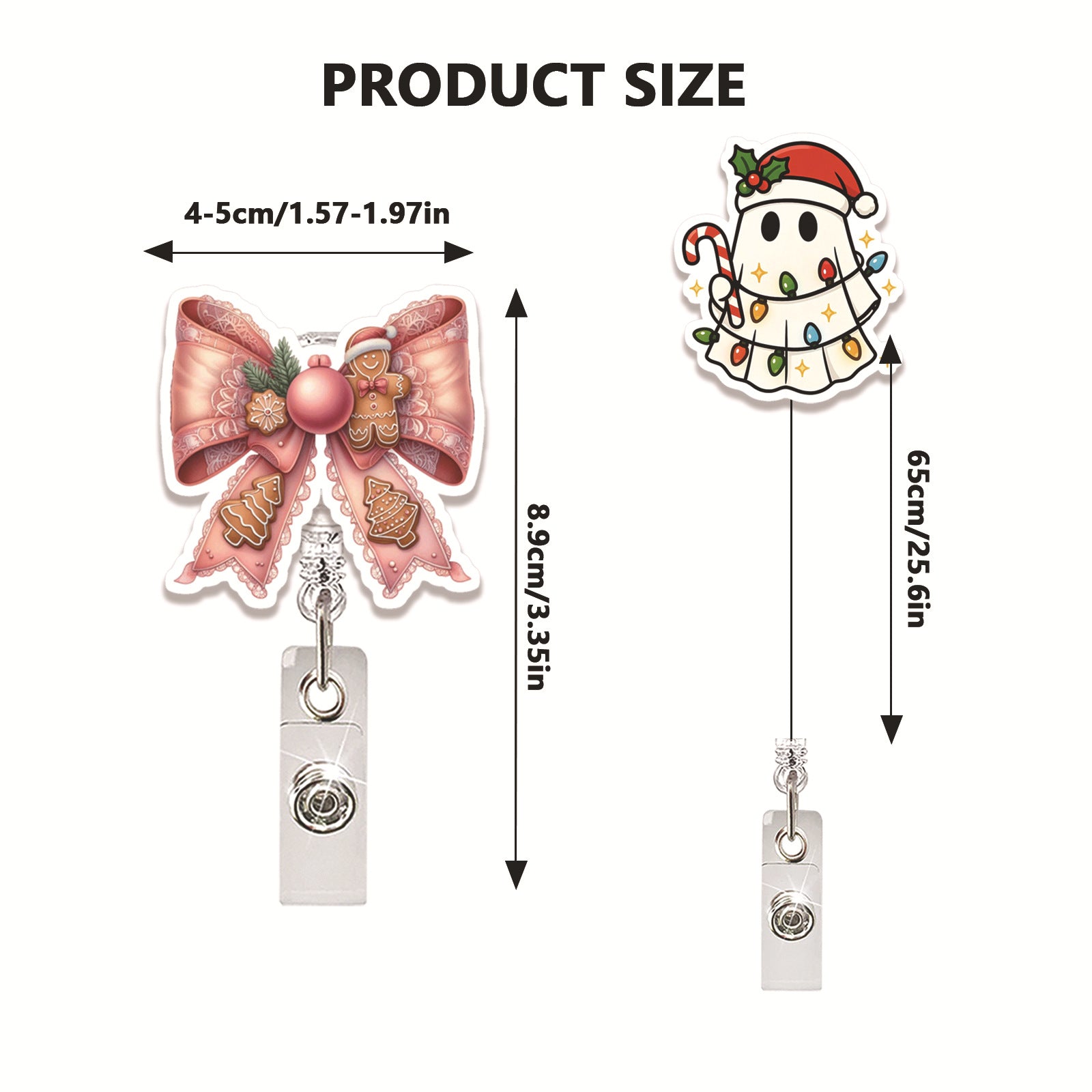 Wholesale Christmas Acrylic Dwarf Bow Ghost  Badge Reels