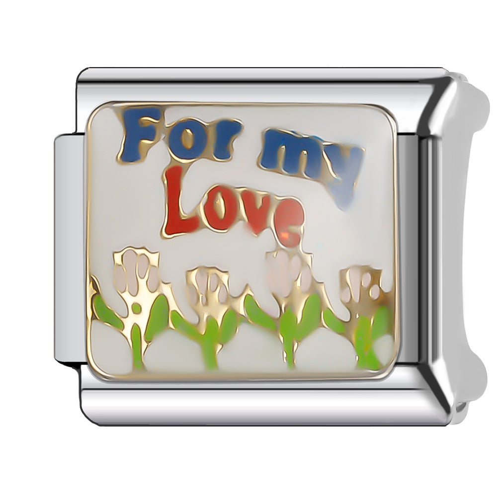 Wholesale Italian Charm Bracelet 9mm DIY Splicing Plant and Flower Series Stainless Steel Composable Bracelet