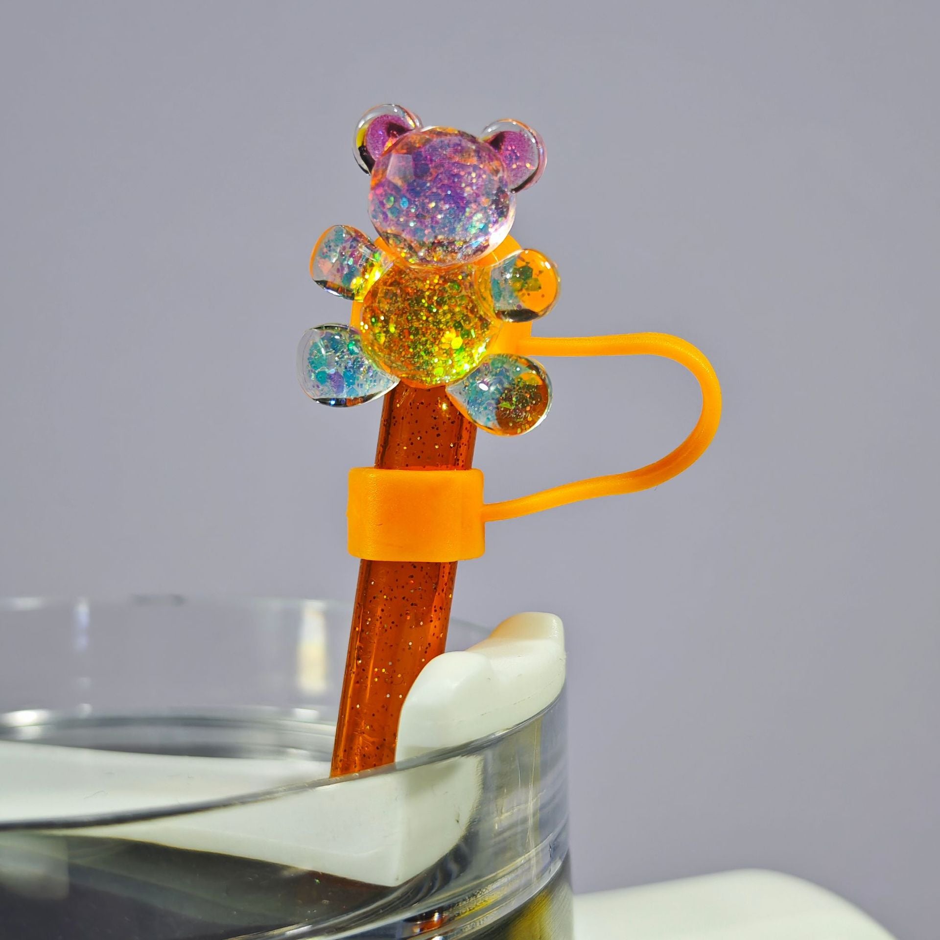 Wholesale  10mm resin bear PVC Soft Straw Tube Cap