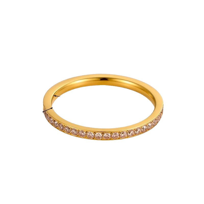Wholesale Stainless Steel Ring with Colorful Birthstone-Colored Diamond Accents