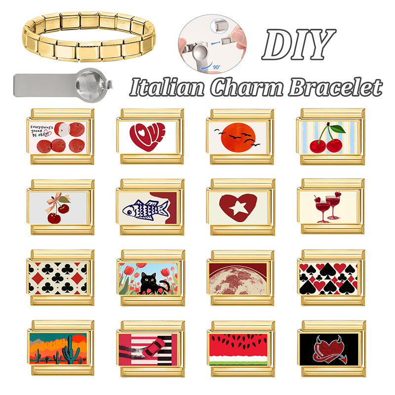 Wholesale Italian Style DIY Patchwork Bracelet,  Gold Electroplated Stainless Steel,  Fashion Accessory