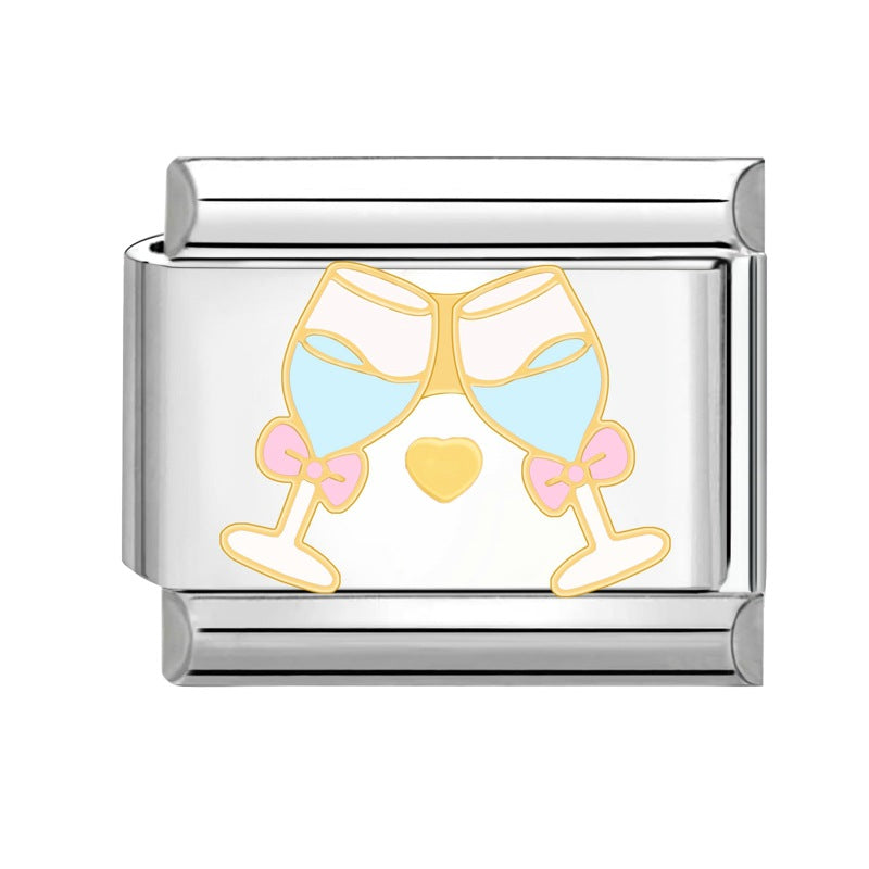 Wholesale Italian Charm Bracelet 9mm DIY Splicing Creative Dessert Stainless Steel Composable Bracelet