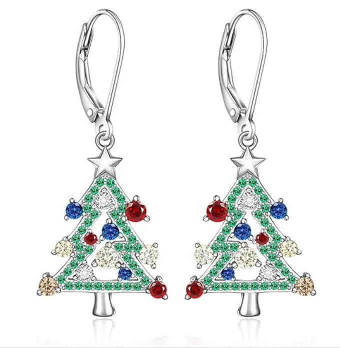 Wholesale Color Christmas Tree Diamond Earrings Necklace Bracelet suit