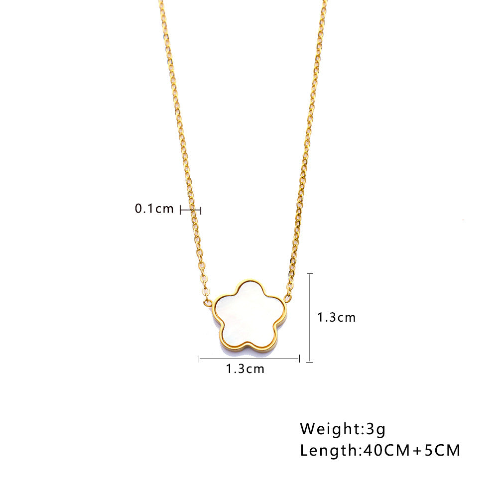 Wholesale Double-sided Five-leaf Flower Gold-plated Titanium Steel Necklace Choker Necklaces ACC-NE-DaLang001