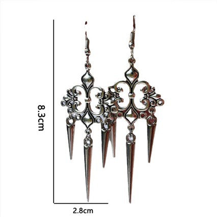 Wholesale Gothic Silver Tone Pointed Filigree Earrings Party Wear Fashion Accessory