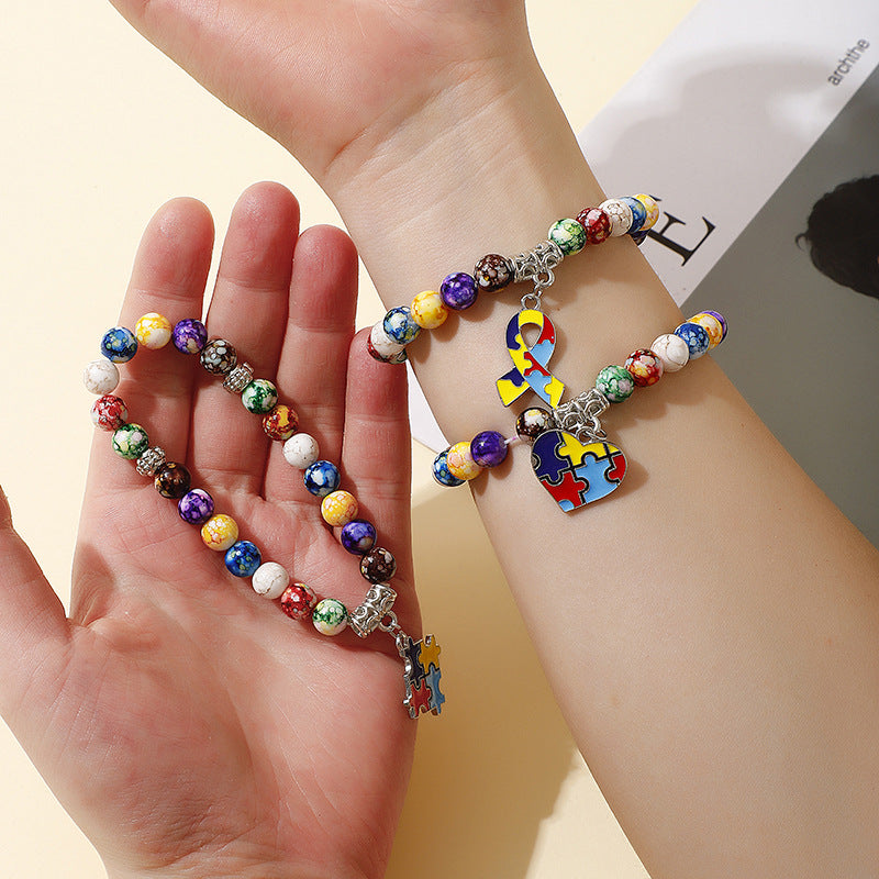 Wholesale colorful beads natural agate stone colorful acrylic bracelet