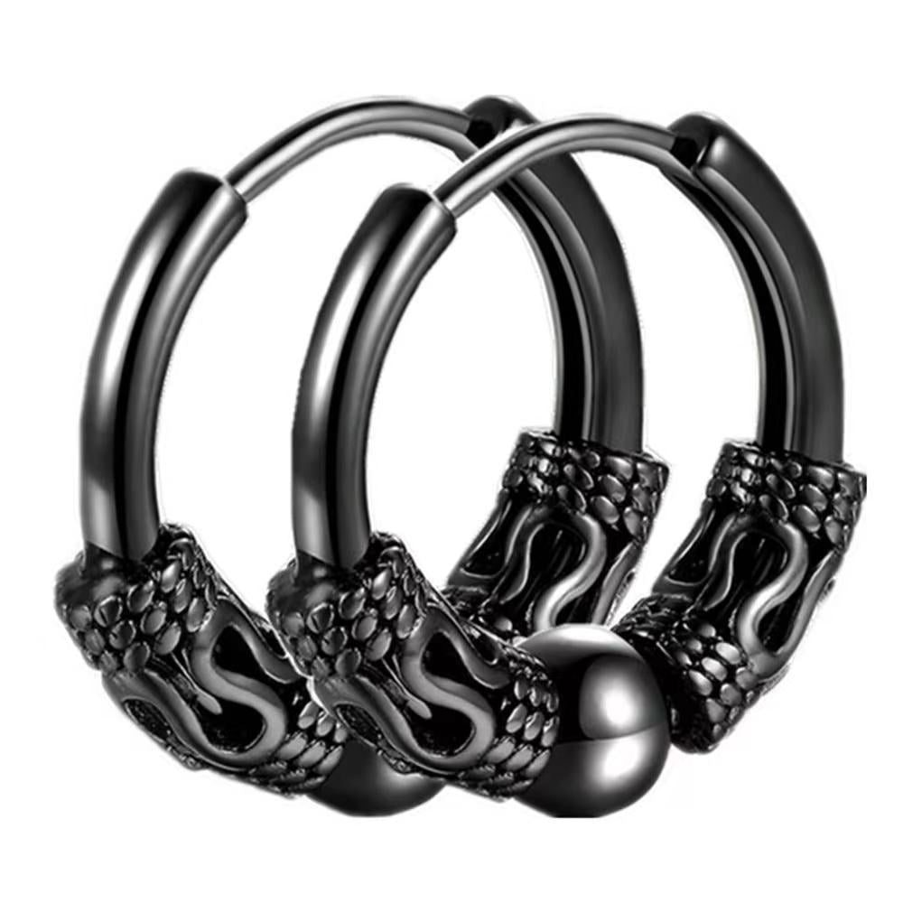 Wholesale Titanium Steel Dragon Pattern Earrings Trendy Korean Style for Men Everyday Wear Jewelry Accessory