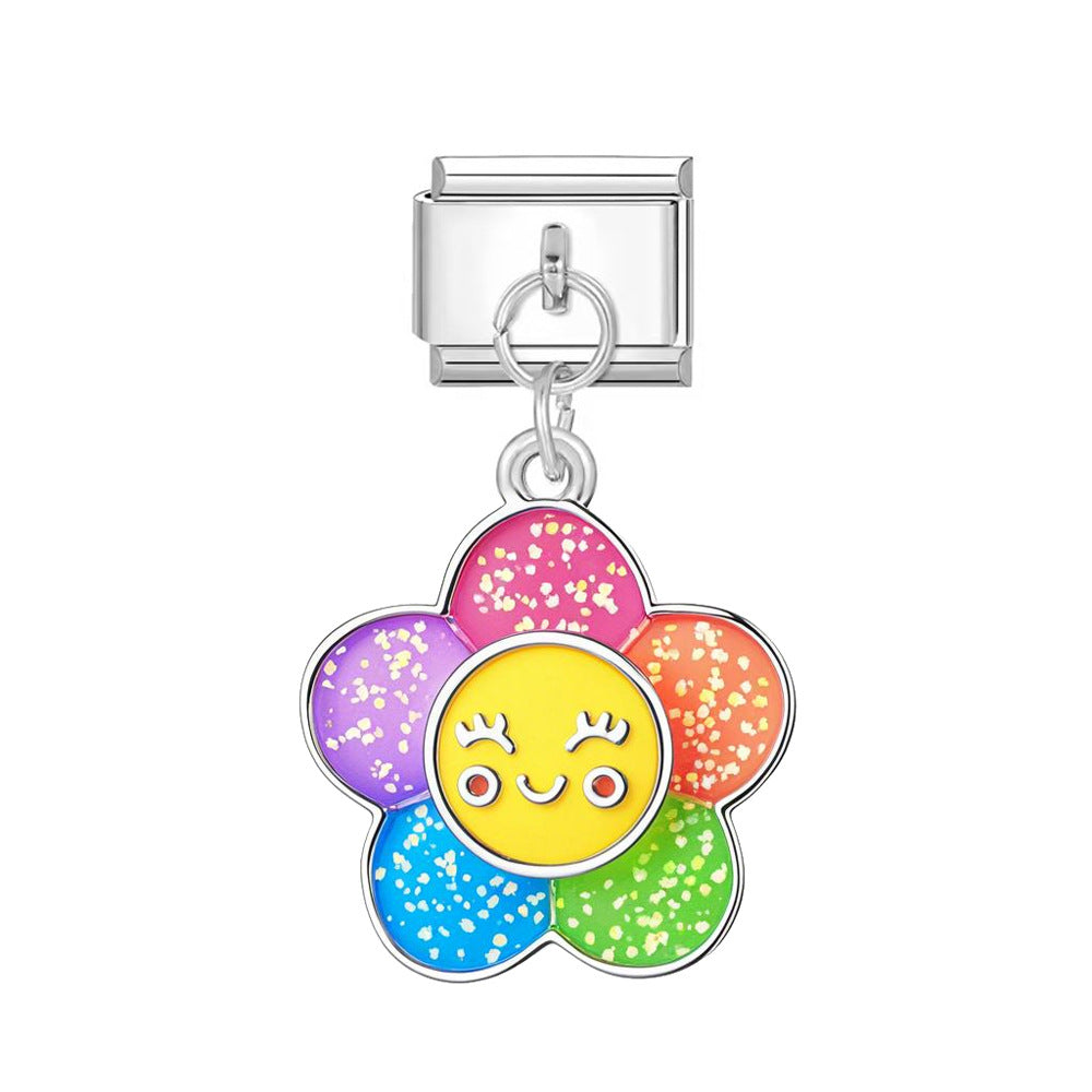 Wholesale Italian Charm Bracelet 9mm DIY Cartoon Butterfly Cloud Pendant Series Creative Stainless Steel Composable Bracelet