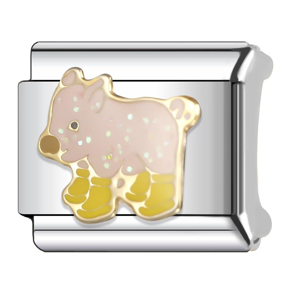 Wholesale Italian Charm Bracelet 9mm DIY Splicing Cute Pet Series Stainless Steel Composable Bracelet