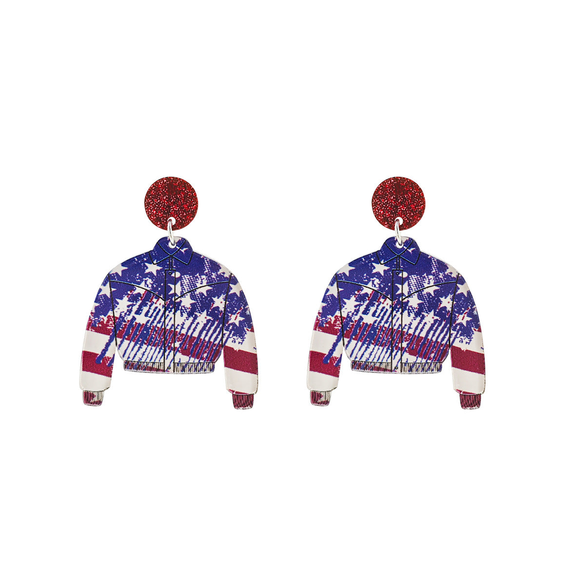 Wholesale Vintage Heart Flowers Independence Day Acrylic Earrings ACC-ES-HeMing008