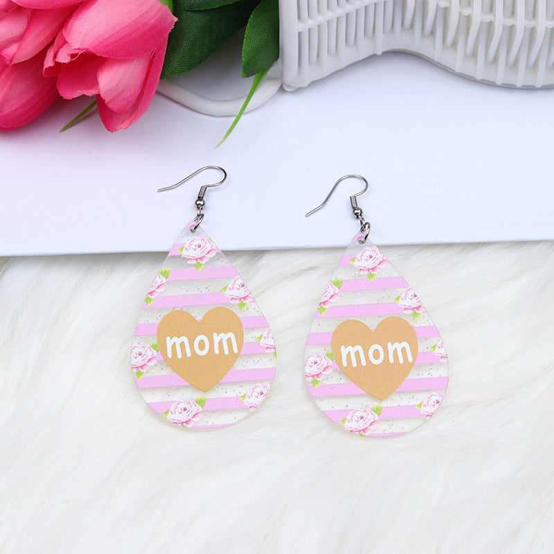 Wholesale Mother's Day Gift MOM Acrylic Printed Earrings ACC-ES-DA005