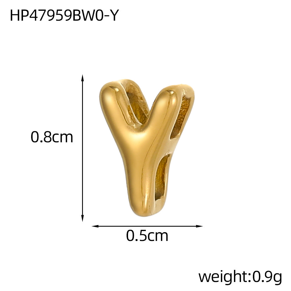 Wholesale Hollow small letters stainless steel plated 18K gold mini pendant