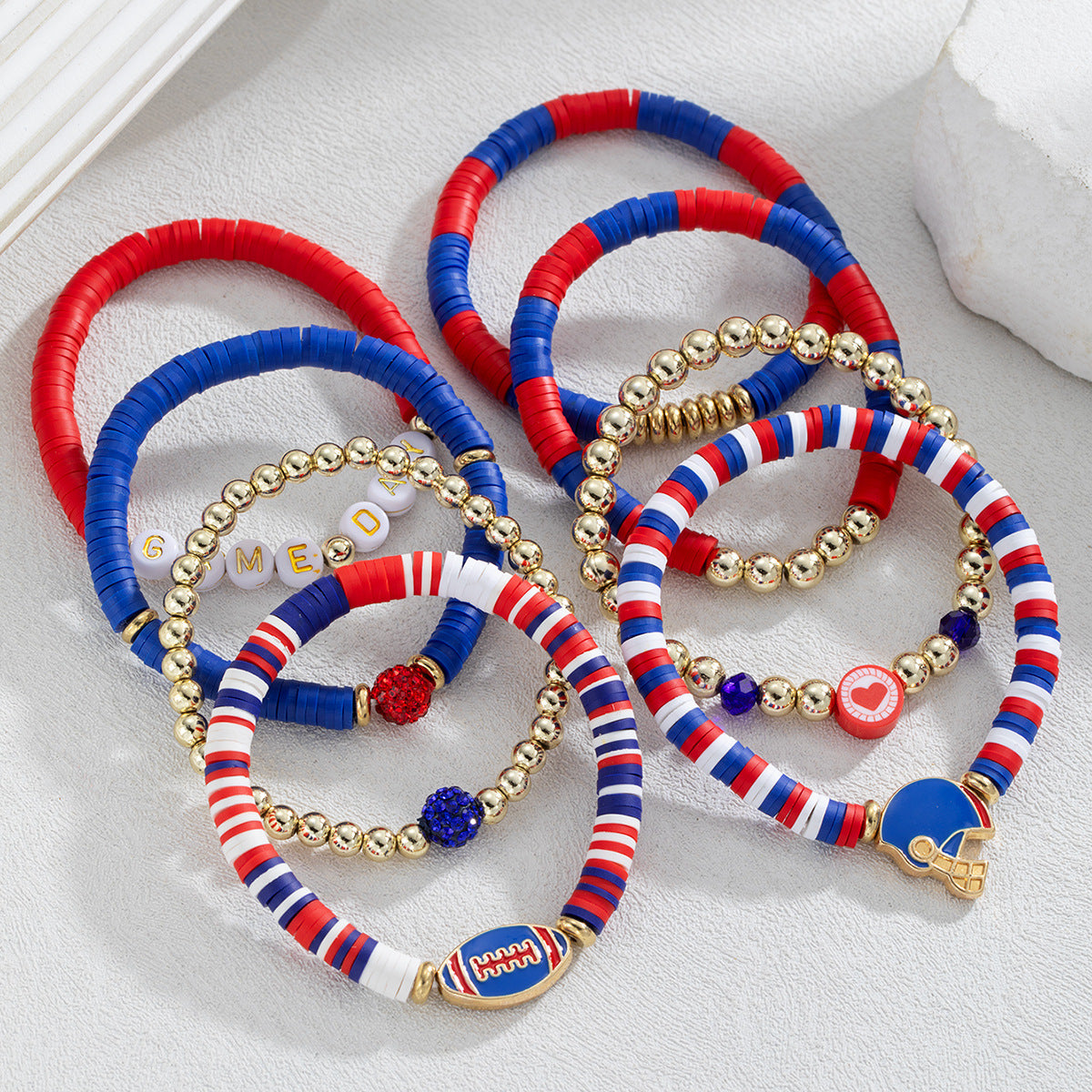 Wholesale Personalized Style Alloy Rugby Resin Letter  Bracelet  Set