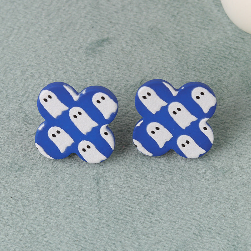 Wholesale   Ghost Bat Geometric Flowers Acrylic Earrings