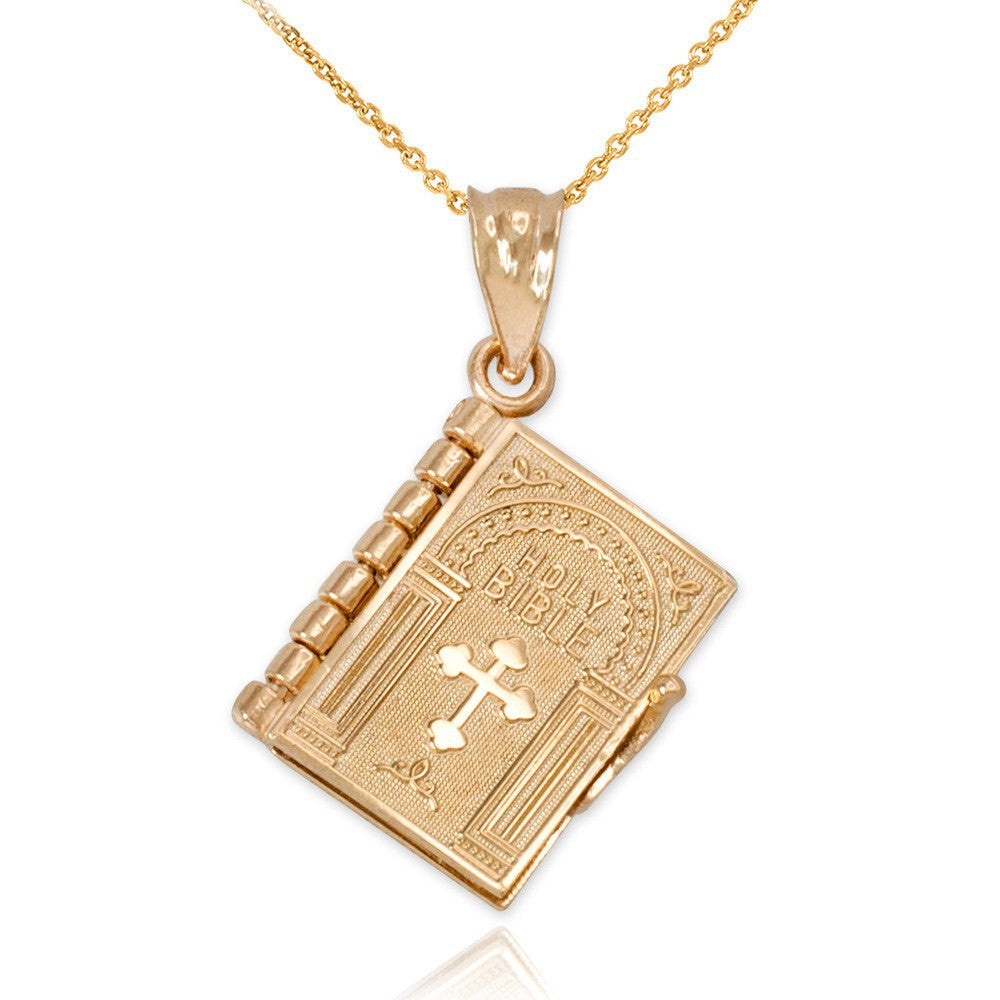 Wholesale Open Bible Book Bible Religious Cross Necklace