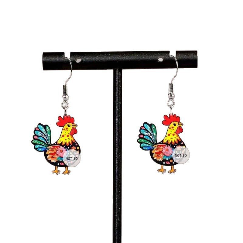 Wholesale Colorful chicken acrylic earrings