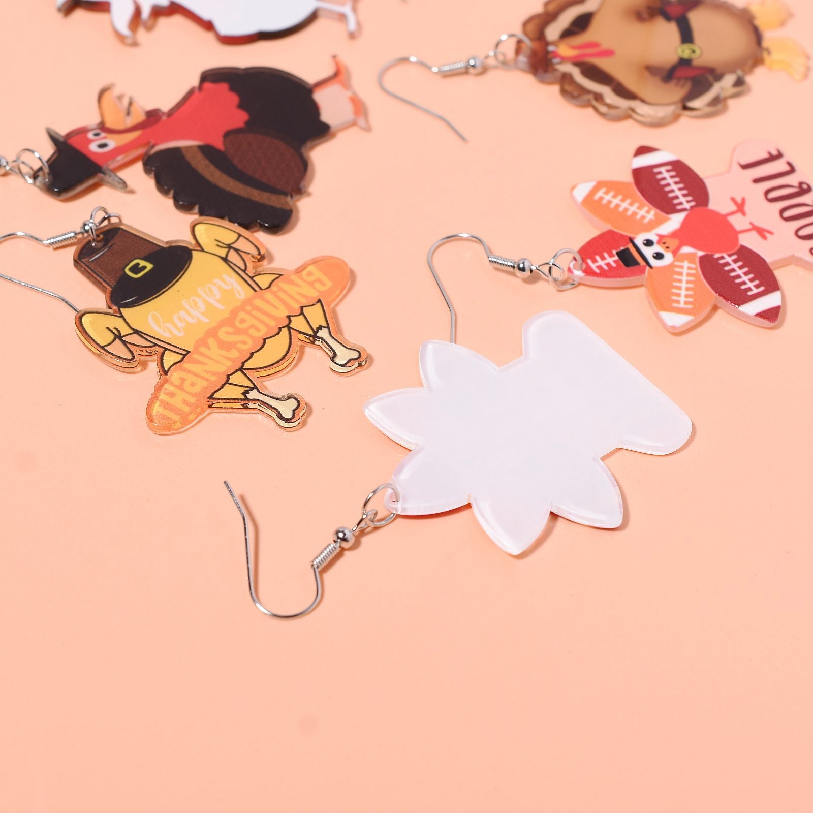 Wholesale Thanksgiving Cartoon Turkey Acrylic Earrings ACC-ES-Xunt004