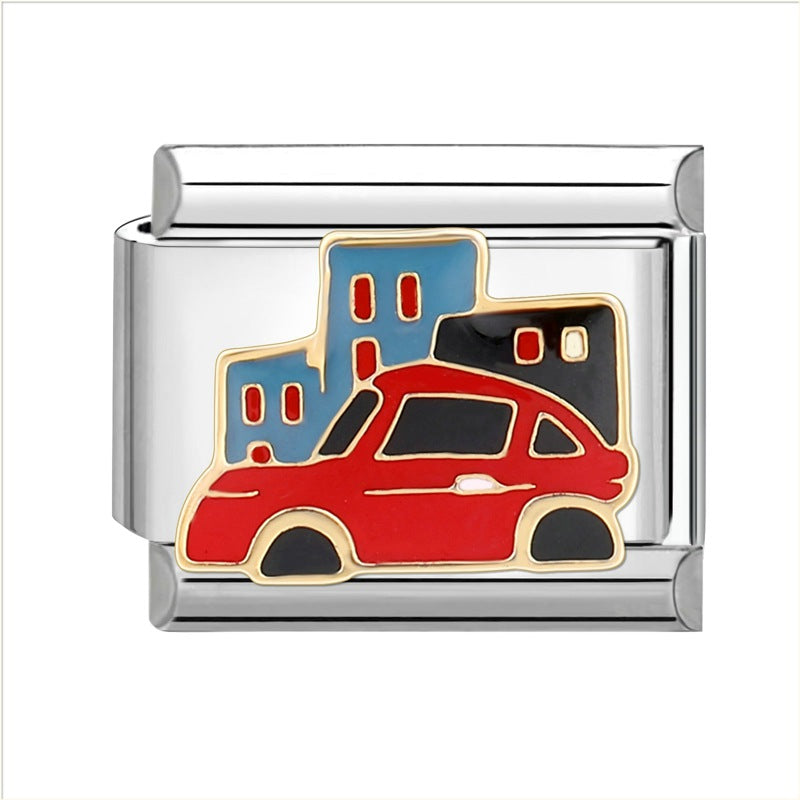 Wholesale Italian Charm Bracelet 9mm DIY Splicing Cute Cartoon Titanium Steel  Composable Bracelet