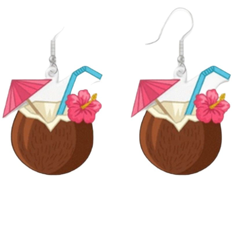 Wholesale Summer Tropical Fruit Acrylic Earrings — Refreshing Style for Hawaiian Luau &  Hula Parties