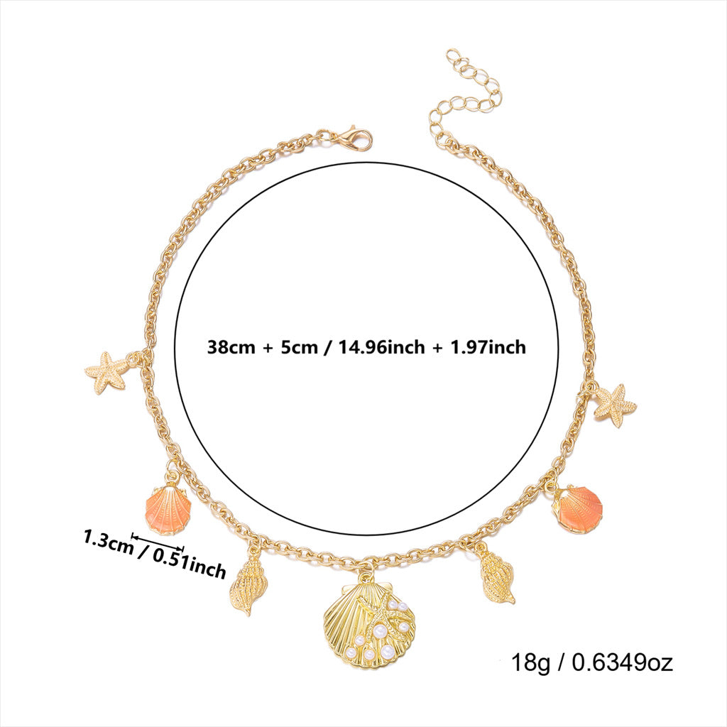 Wholesale Summer Vacation Style Starfish and Seashell Beach Necklace