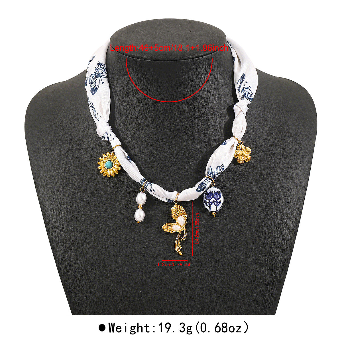 Wholesale Floral Ceramic Pendant Ribbon Necklace