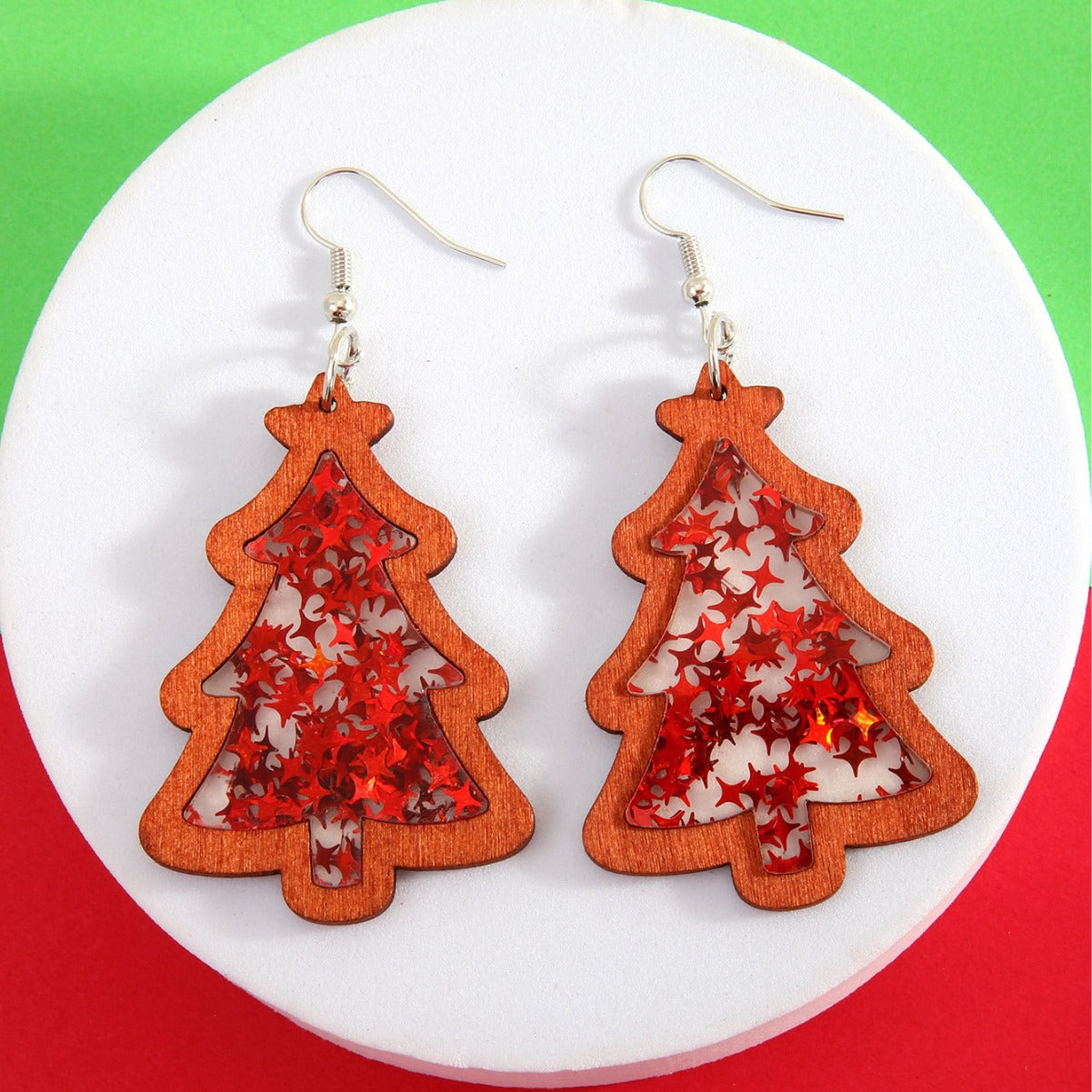 Wholesale Christmas Tree Acrylic Sequin Earrings