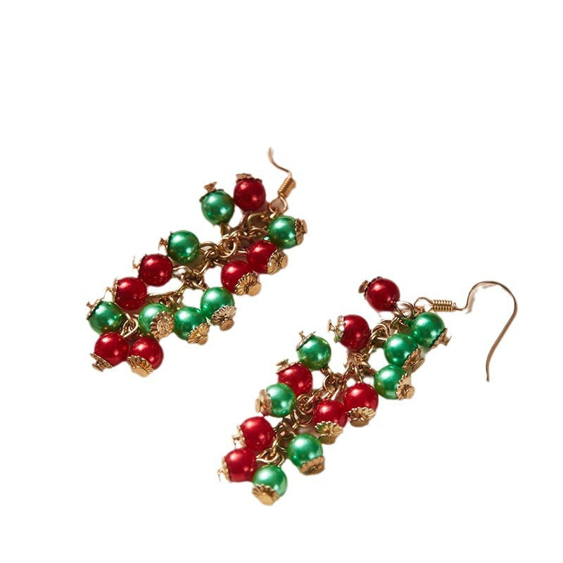 Wholesale Christmas  Long Asymmetrical Dopamine Metal Earrings