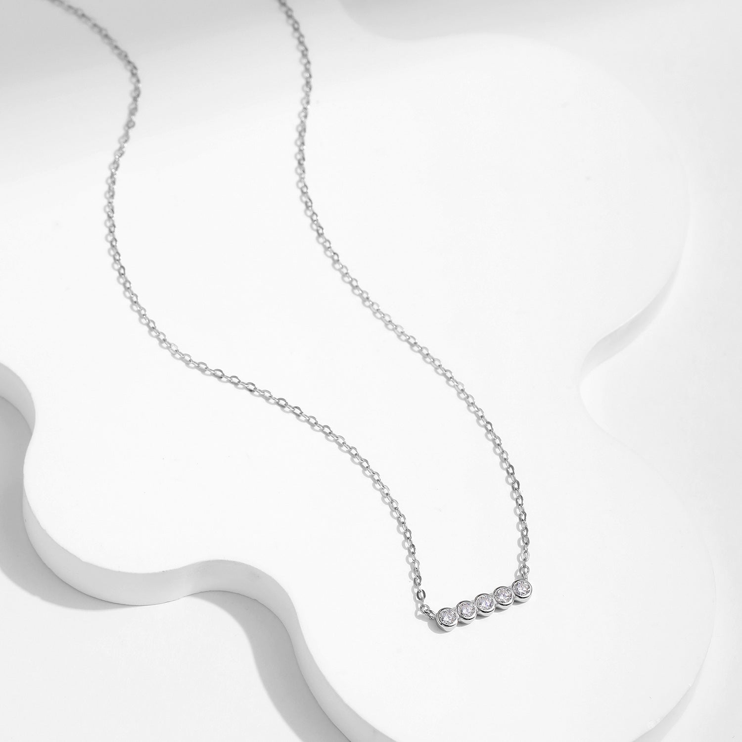 Wholesale Diamond Necklace S925 Sterling Silver Light Luxury  Diamond Clavicle Chain