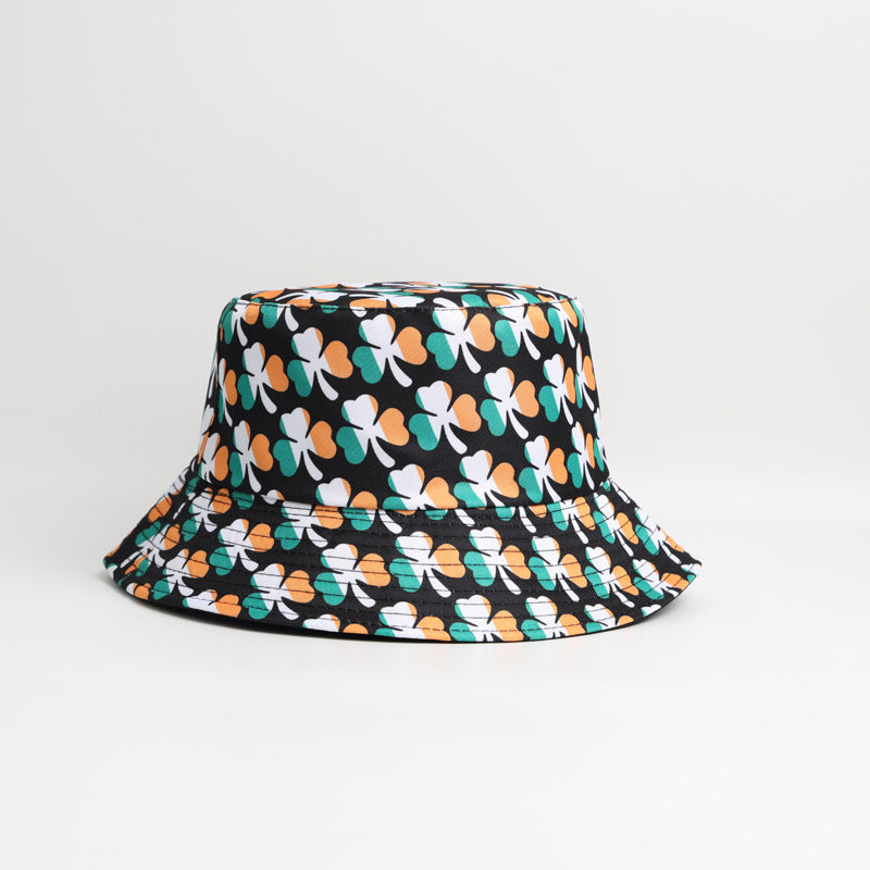 Wholesale  Four-leaf Clover Printed Fisherman Bucket Hat