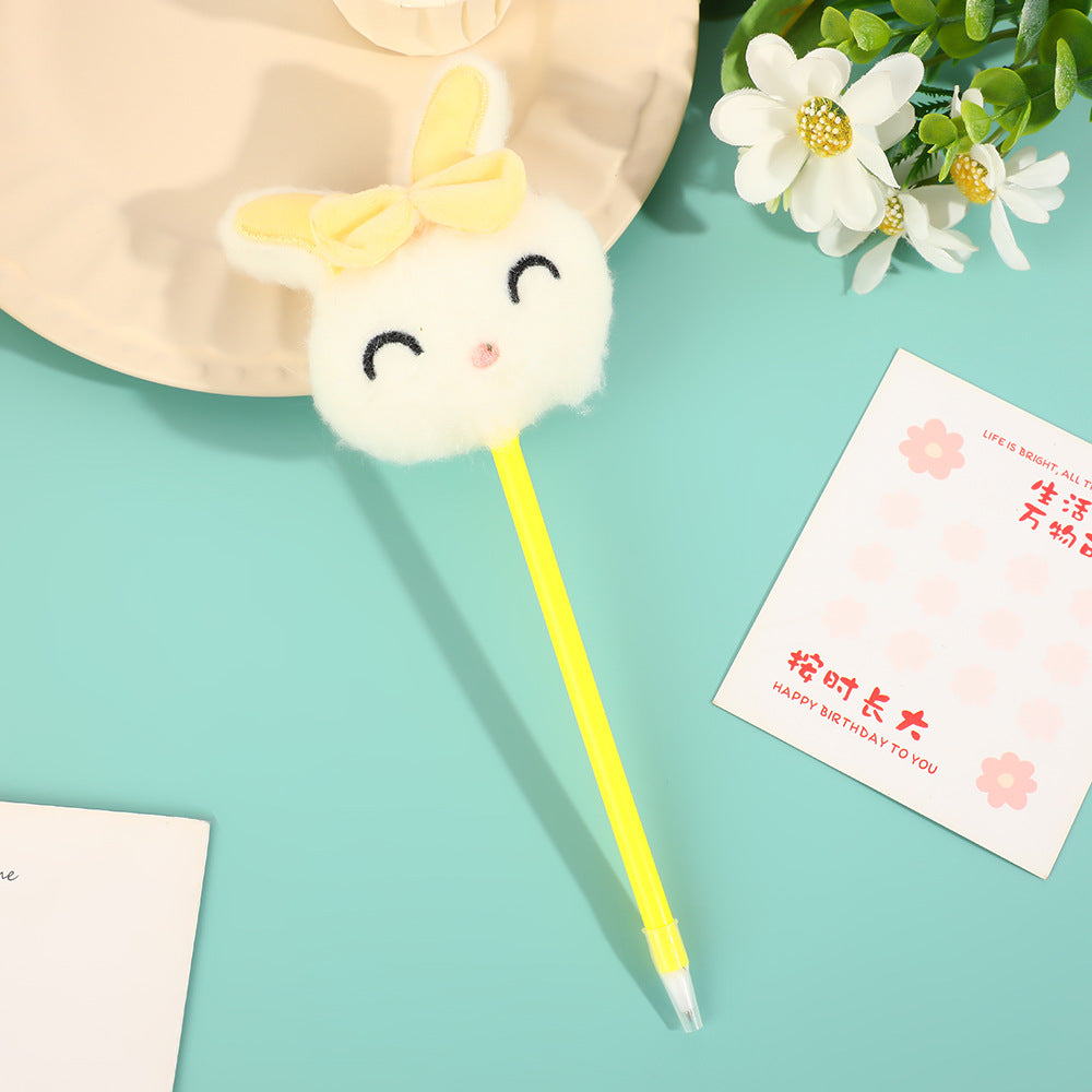 Wholesale creative cartoon plush rabbit head ballpoint pen