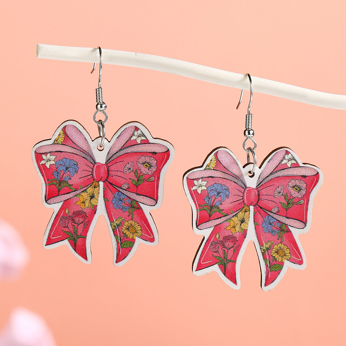 Wholesale  Color Mother's Day Wooden Earrings