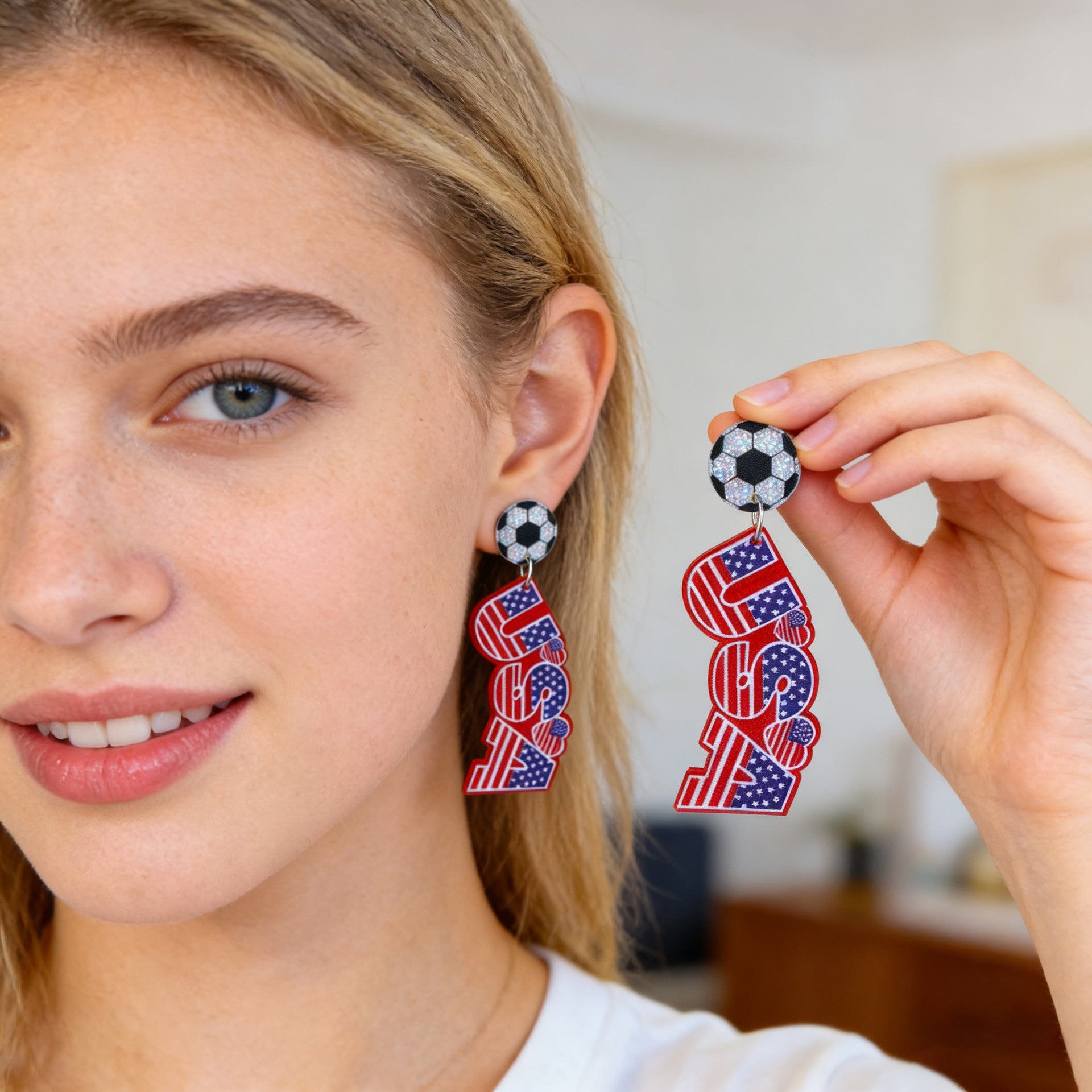 Wholesale USA Flag Acrylic Earrings for the USA Cup,  USA Cup,  Canada,  Mexico