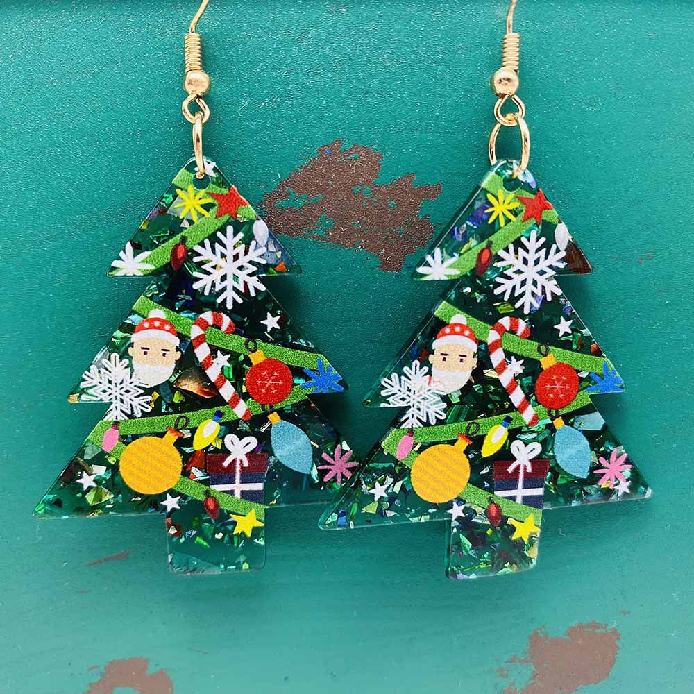 Wholesale  Christmas acrylic  asymmetric earrings