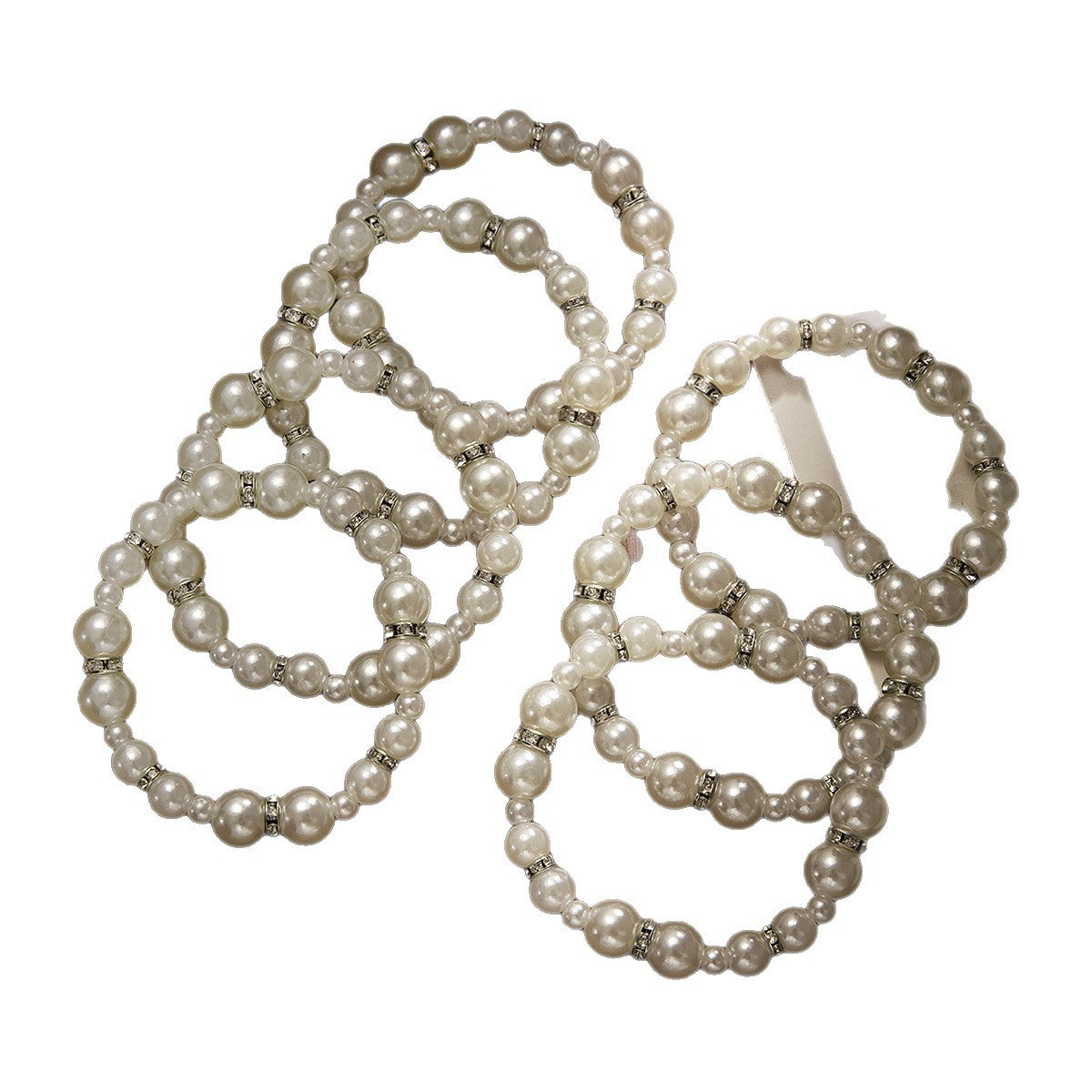 Wholesale Exaggerated iron ring glass rhinestone pearl beaded bracelet