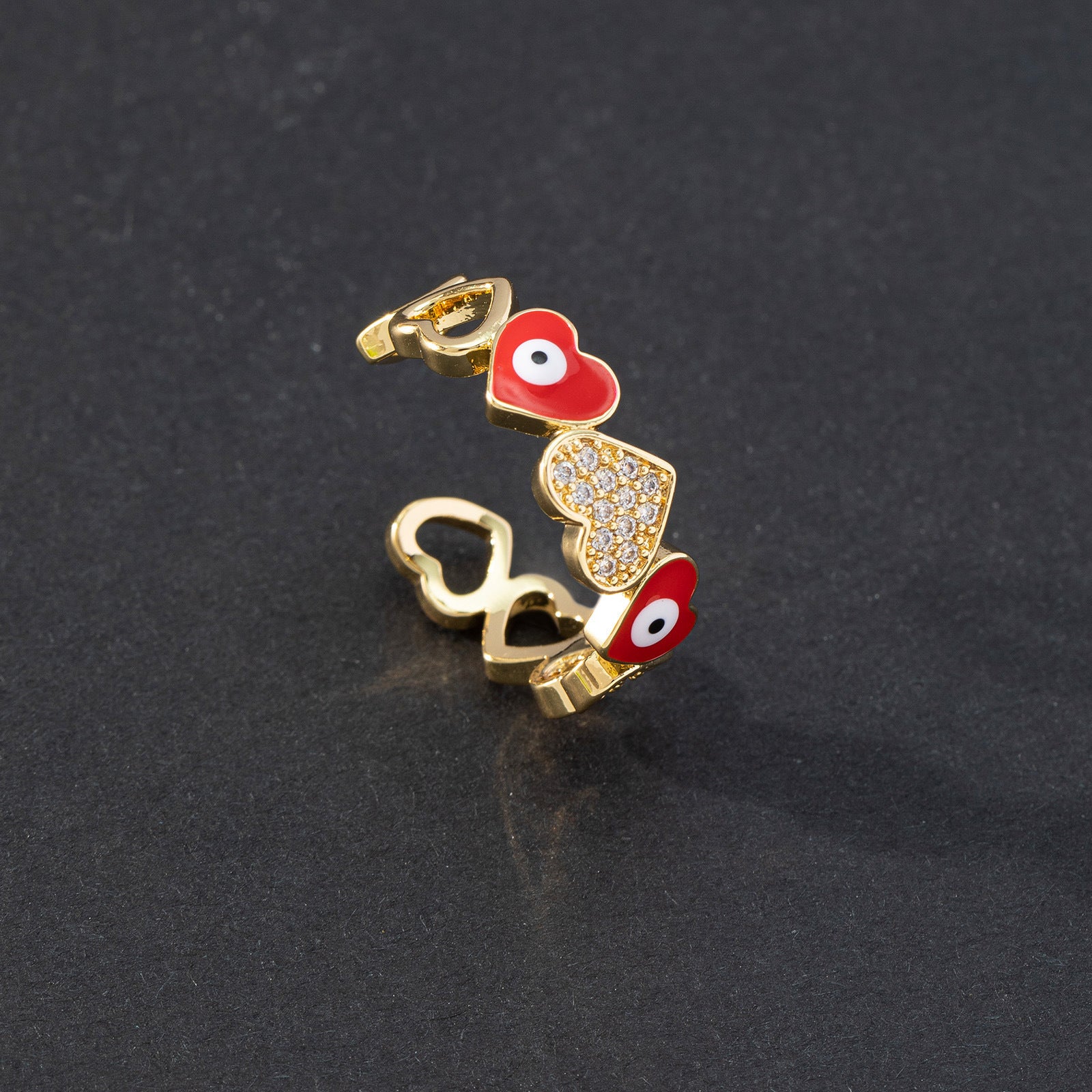 Wholesale Evil Eye Vintage Open Ring Copper Zircon Enamel Ring Fashion Jewelry Accessory For Everyday Wear